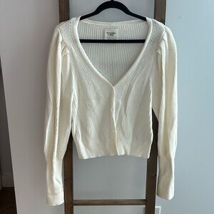Abercrombie & Fitch cream puff sleeve cardigan. Barely worn!